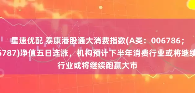 星速优配 泰康港股通大消费指数(A类：006786；C类：006787)净值五日连涨，机构预计下半年消费行业或将继续跑赢大市
